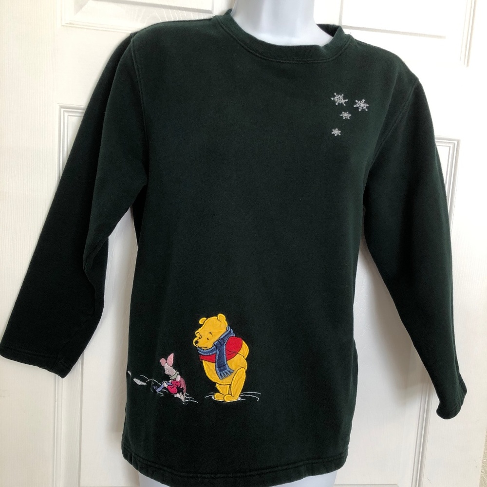 Adorable Heavy Green Disney Winnie the Pooh Sweatshirt with Pockets
